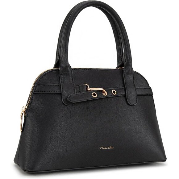 ⚡ Women's Black Shoulder Strap Belted Top Handle Designer Crossbody Satchel Bag - Picture 6 of 8